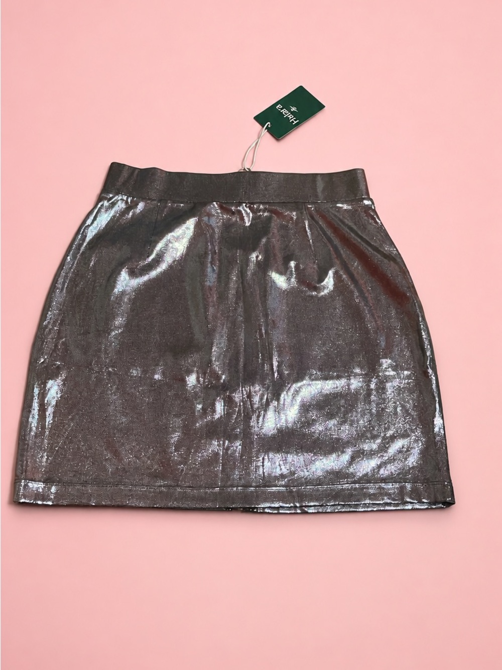 HALARA Shiny Silver Front-Zip Mini Skirt - Picture 3 of 4